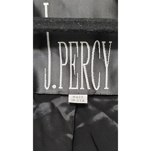 Vintage J.PERCY -Style Womens Double-Breasted Peacoat Wool Blend Charcoal Gray S - Picture 11 of 13